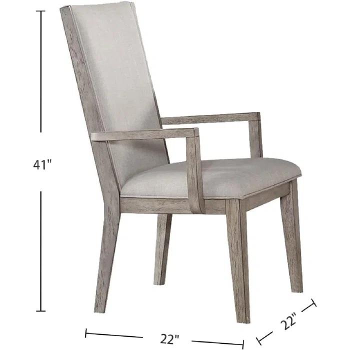 Set Of 2 Fabric Arm Chair, Gray Oak Fabric Upholstered Armchair