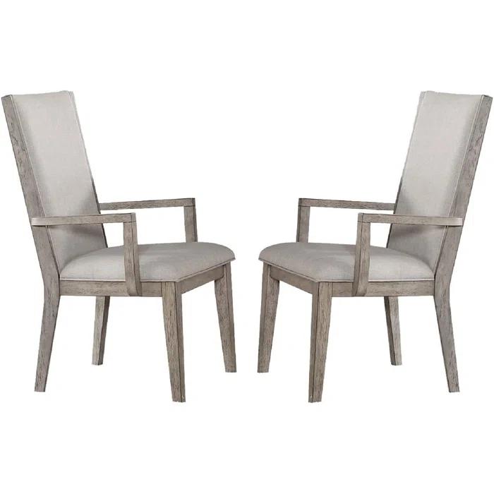 Set Of 2 Fabric Arm Chair, Gray Oak Fabric Upholstered Armchair
