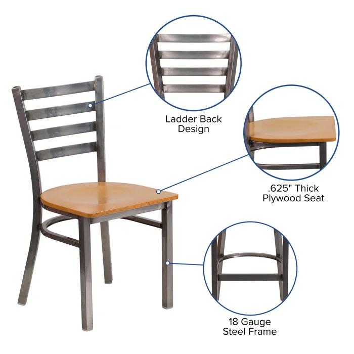 Flash Furniture Kendall Clear Coated Ladder Back Metal Restaurant Chair