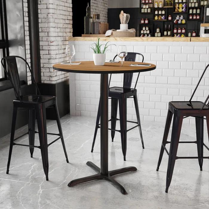 Flash Furniture Carrus Round Laminate Table Top with Height Table Base
