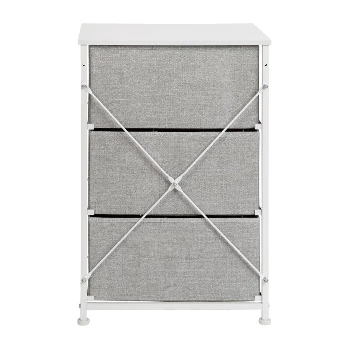 Flash Furniture Malone 3 Drawer Vertical Storage Dresser with Wood Top & Fabric Pull Drawers