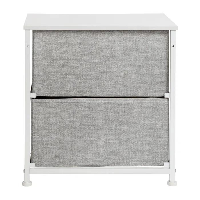 Flash Furniture Malone 2 Drawer Storage Stand with Wood Top & Fabric Pull Drawers