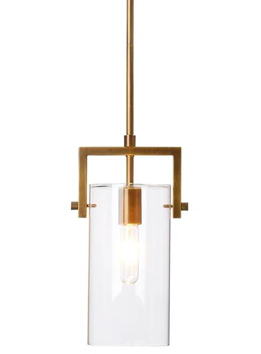 Cambrai Sleek Glass and Antique Brass Linear Pendant Light