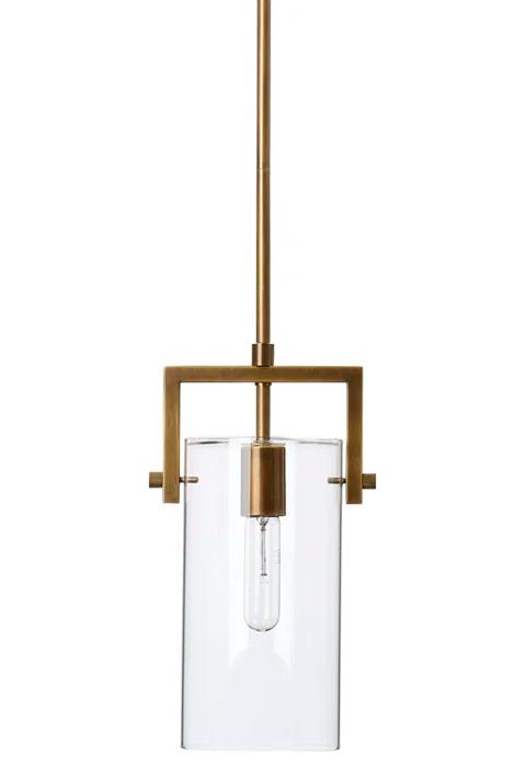 Cambrai Sleek Glass and Antique Brass Linear Pendant Light