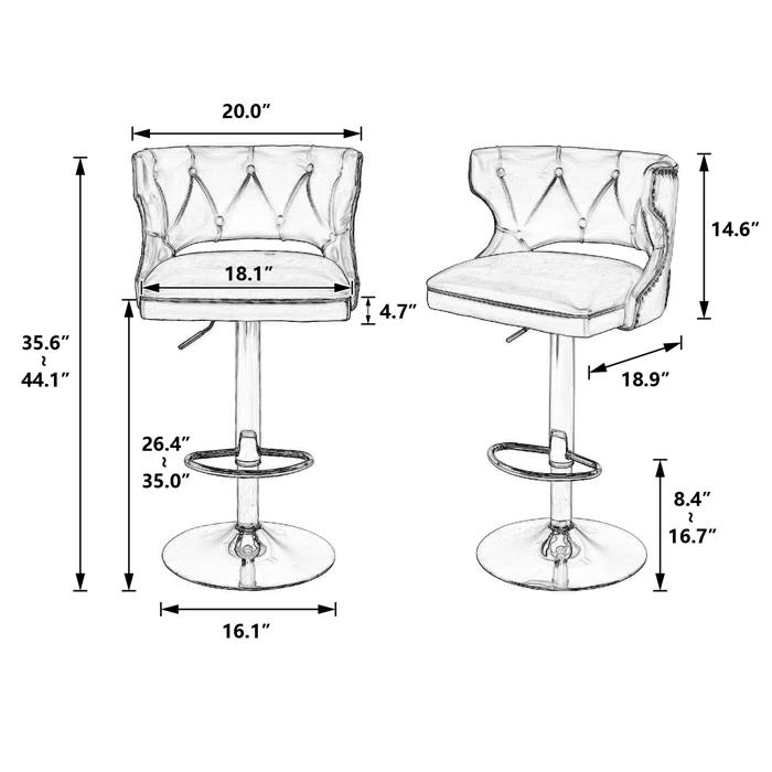 Rosdorf Park Swivel Adjustable Height Counter Stool (Set of 2)