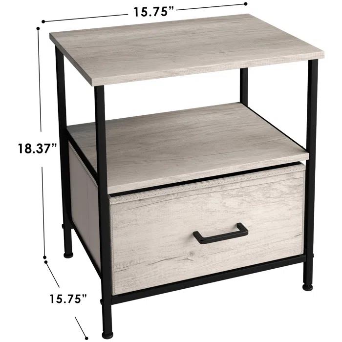 Sorbus Sorbus 1 Drawer and Shelves Nightstand with Steel Frame, Wood Top & Fabric Bins