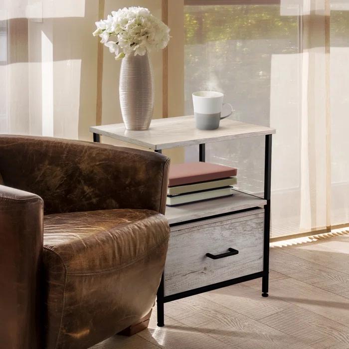 Sorbus Sorbus 1 Drawer and Shelves Nightstand with Steel Frame, Wood Top & Fabric Bins