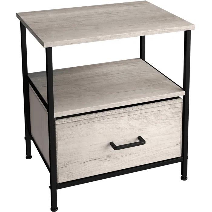 Sorbus Sorbus 1 Drawer and Shelves Nightstand with Steel Frame, Wood Top & Fabric Bins