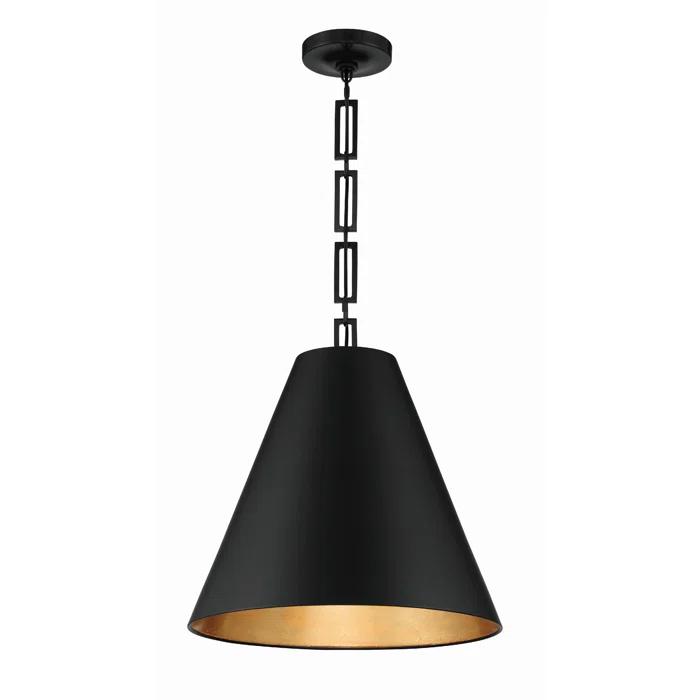 Alston Matte Black & Antique Gold 3-Light Drum Pendant