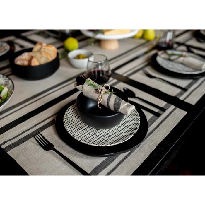 Solino Home French Stripe - 100% Pure Linen Placemats (Set of 4)
