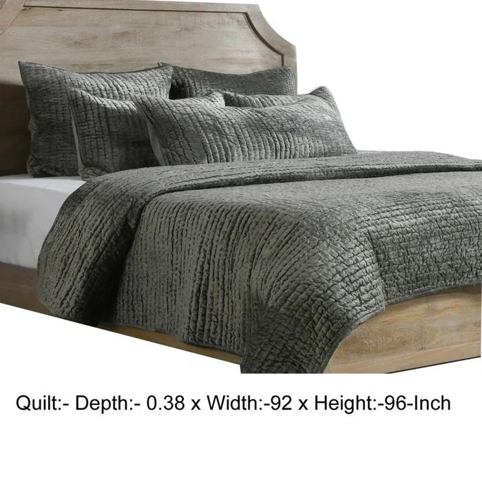 Dimitry 100% Rayon Velvet Sage Green Queen Quilt by Kosas Home
