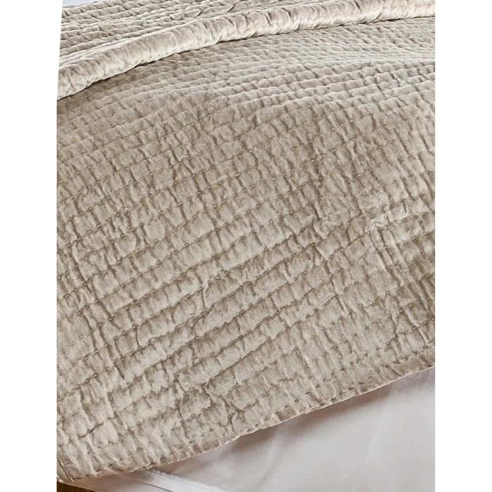 Dimitry 100% Rayon Velvet Sage Green Queen Quilt by Kosas Home
