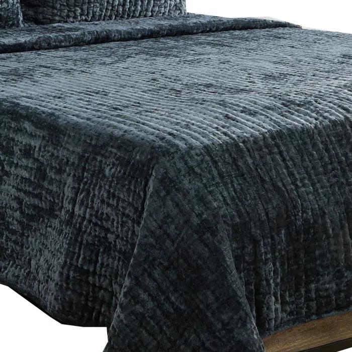 Dimitry 100% Rayon Velvet Sage Green Queen Quilt by Kosas Home