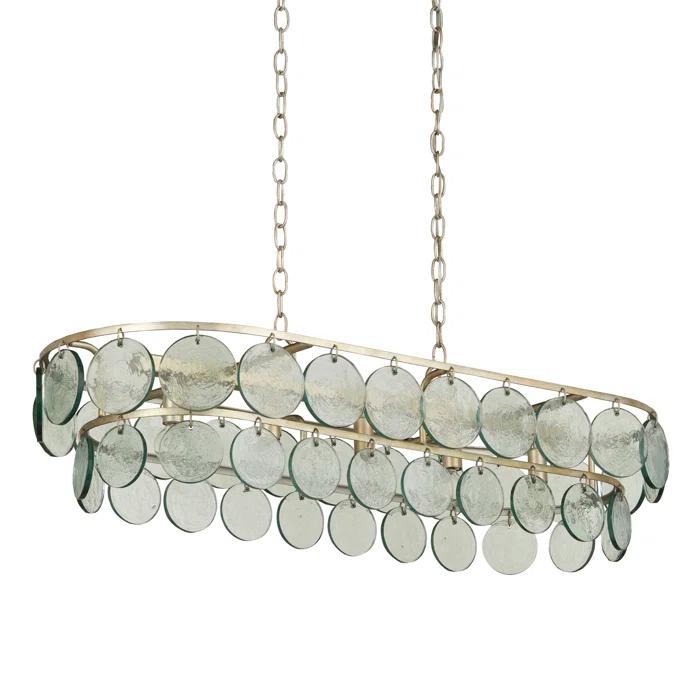 Silver Leaf 5-Light Chandelier with Recycled Glass Discs