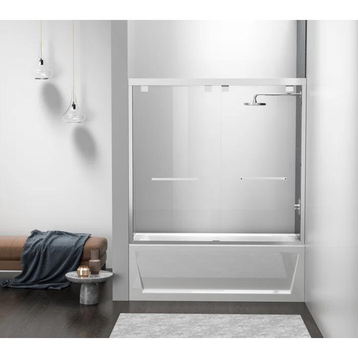 54.33" - 60" W x 60" H Double Sliding Semi-Frameless Tub Door