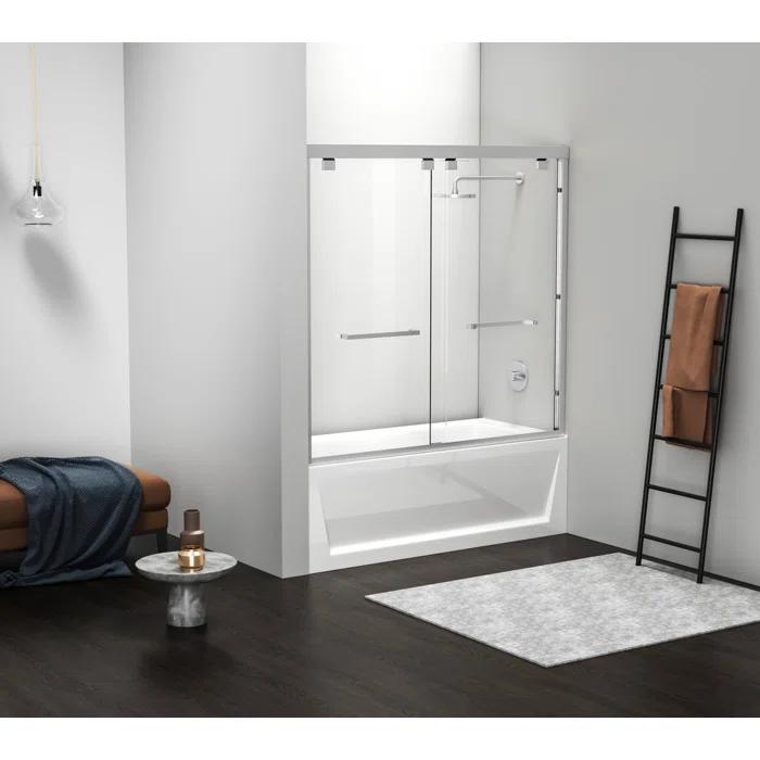 54.33" - 60" W x 60" H Double Sliding Semi-Frameless Tub Door