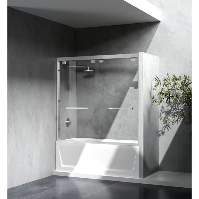 54.33" - 60" W x 60" H Double Sliding Semi-Frameless Tub Door