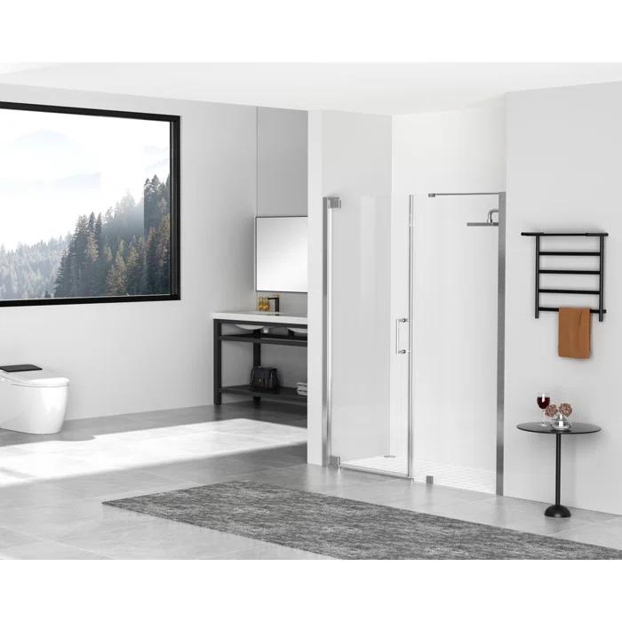 58.5" W x 72" H Pivot Frameless Shower Door