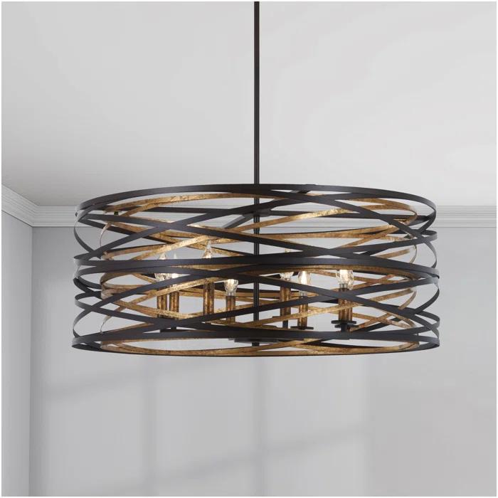 Vortic Flow 8 - Light Dark Bronze/Mosaic Gold Unique/Statement Pendant