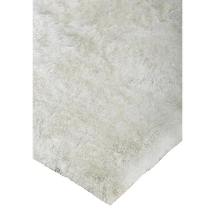 Freya White Rectangular Handcrafted Shag Rug