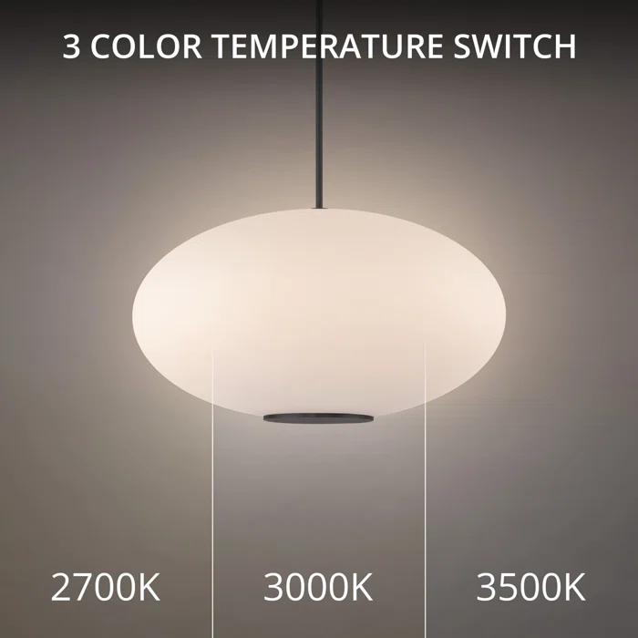 Illusion Dimmable LED Pendant With Oval Shaped Glass Shade, Adjustable Color Temperature