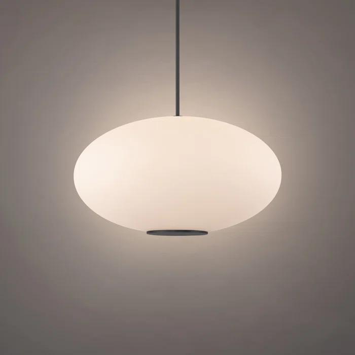 Illusion Dimmable LED Pendant With Oval Shaped Glass Shade, Adjustable Color Temperature