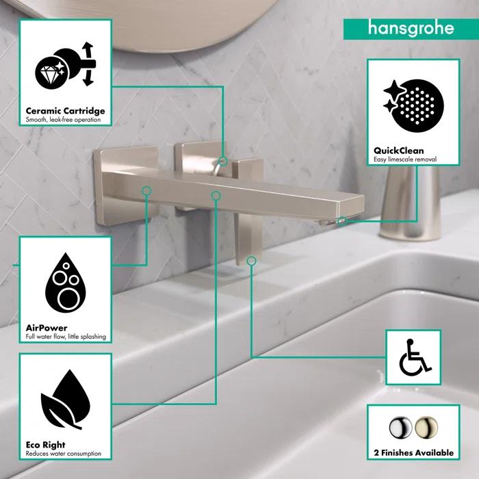Metropol Low Flow Water Saving Wall Mounted Bathroom Faucet