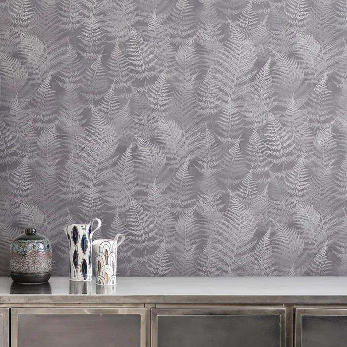 Clarissa Hulse Woodland Fern Pewter Wallpaper