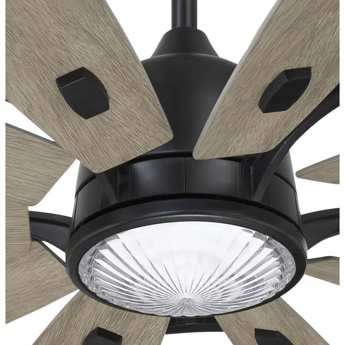 65" 10 - Blade LED Standard Ceiling Fan with Remote Control and Light Kit Included