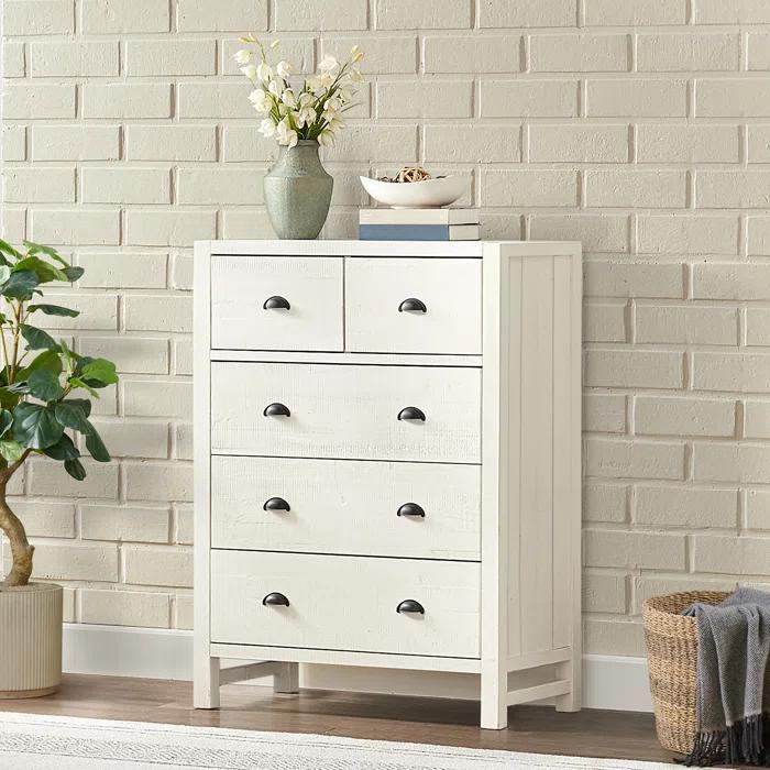 Alaterre Arden 36" W Bohemian Style Rectangular Chest With 5 Drawers, With Hidden Fasteners