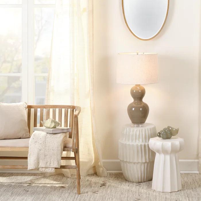 Jamie Young Co Algae Hollow Center Coastal Ceramic Side Table in White
