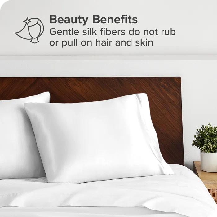 Bare Home 100% Mulberry Silk Pillowcase Zipper Closure