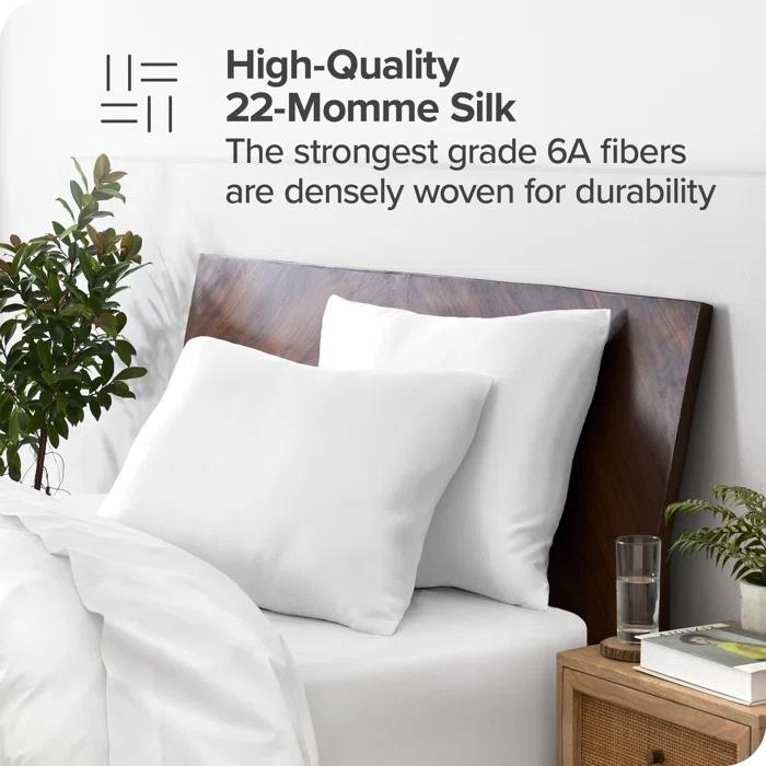 Bare Home 100% Mulberry Silk Pillowcase Zipper Closure