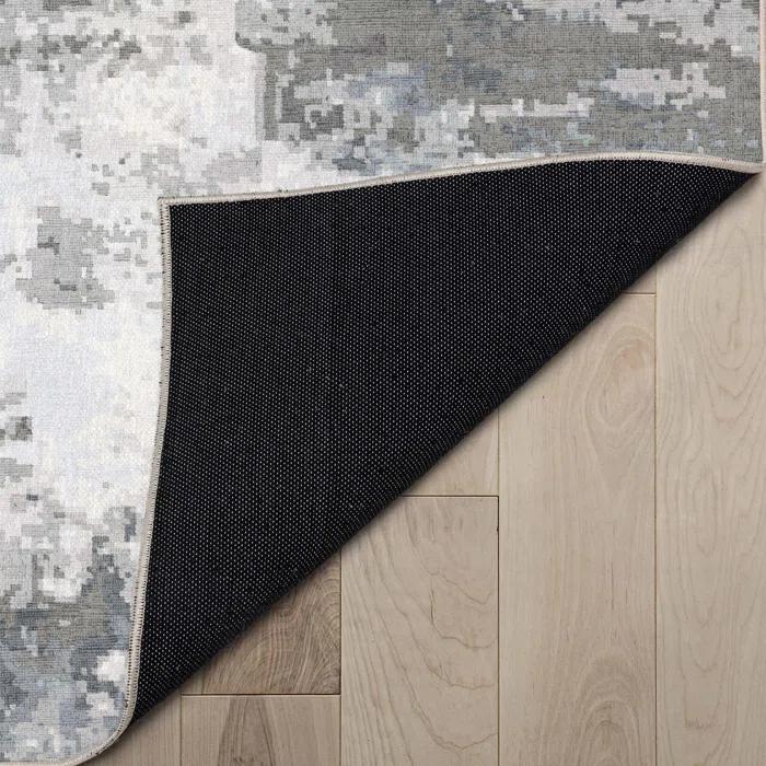 Nuzzo Marrakech Mid-Century Modern Brushstroke Flat-Weave Gray Area Rug