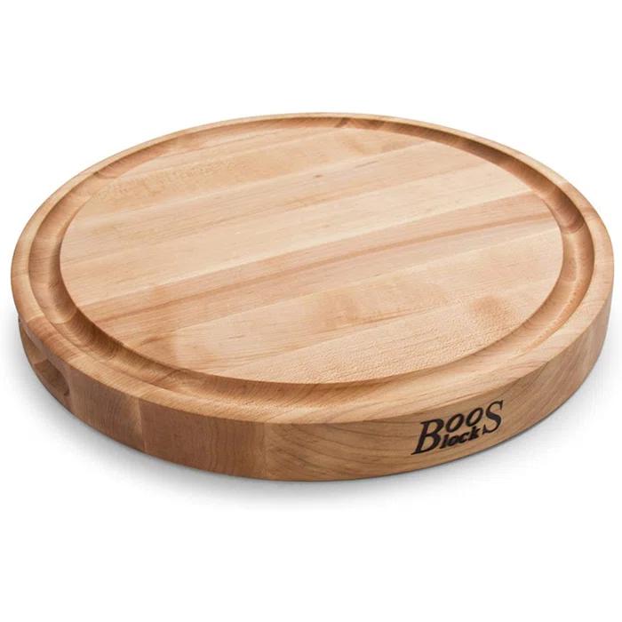 John Boos Chef's Collection Round Maple Cutting Board with Groove