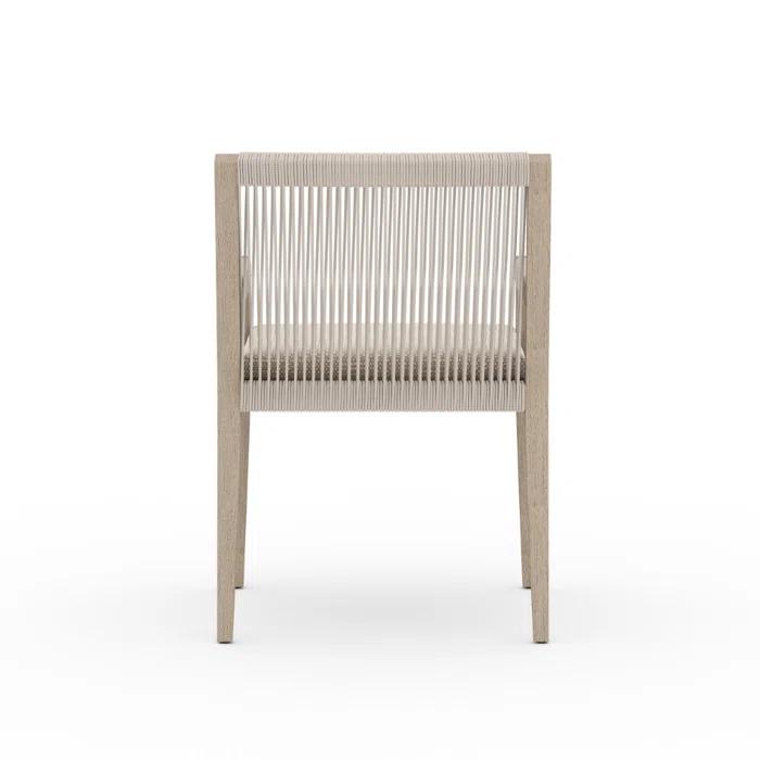 Weathered Gray Teak Outdoor Dining Armchair with Cushions