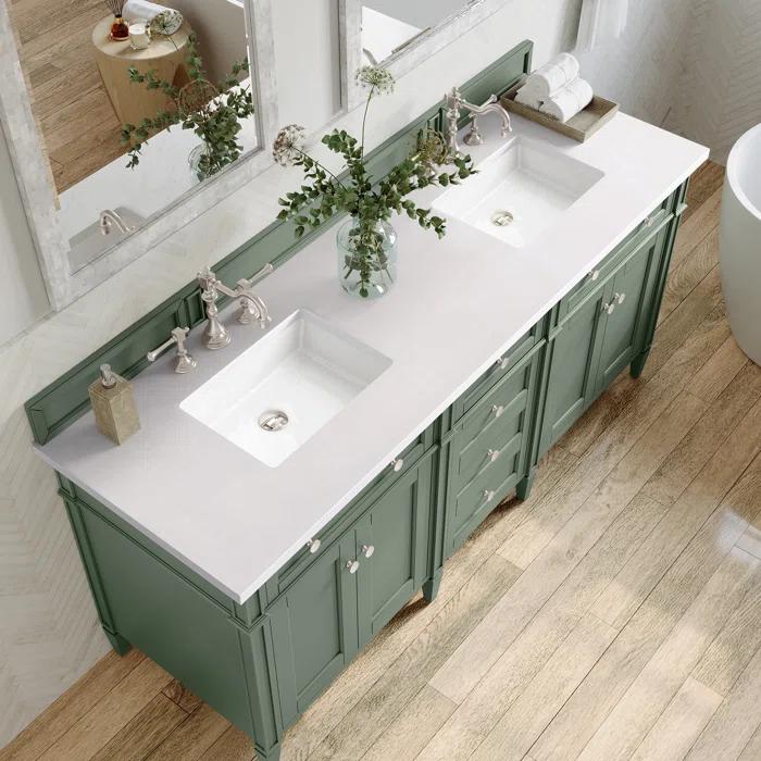 Smokey Celadon Green Double Vanity with Quartz Top