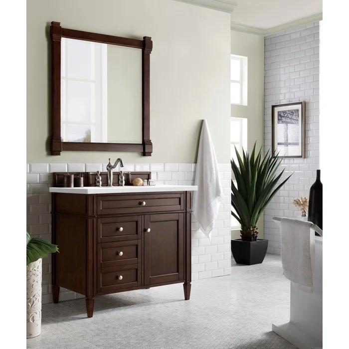 Burnished Mahogany Single Vanity with Satin Nickel Hardware