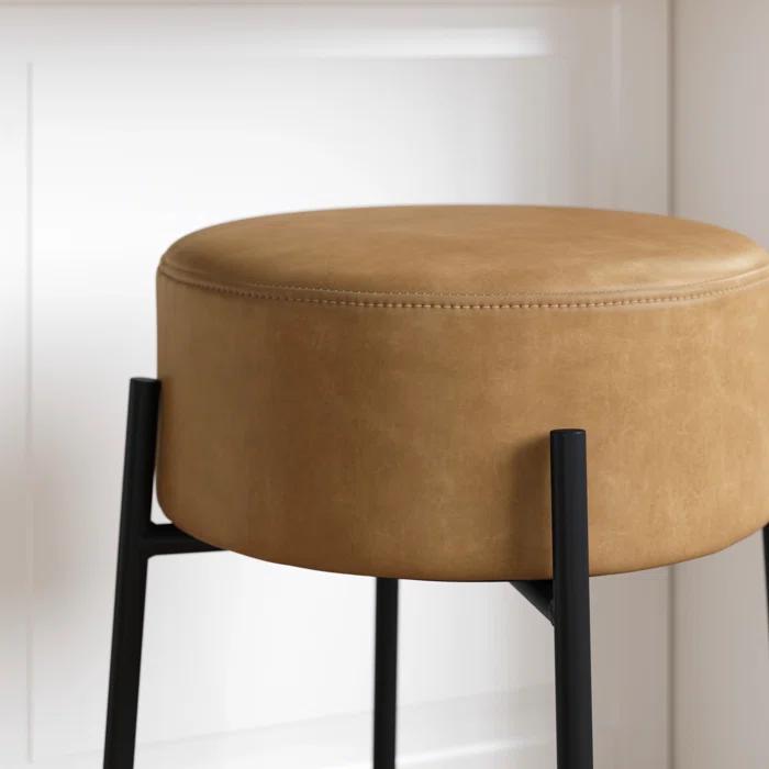 Upholstered Counter Stool with Metal Frame