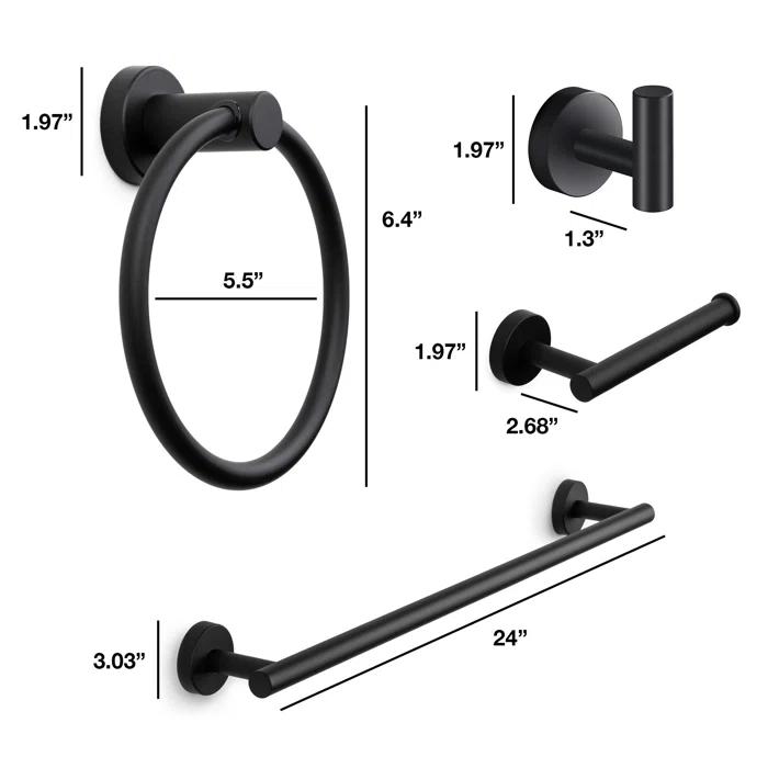 Marmolux Accessories 4 - Piece Bathroom Hardware Set S911-4BK
