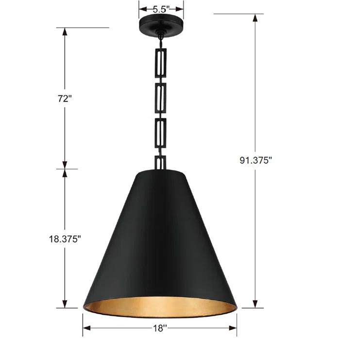 Alston Matte Black & Antique Gold 3-Light Drum Pendant