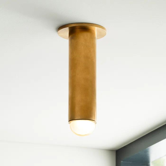 Natural Brass and Crystal LED Flush Mount Light