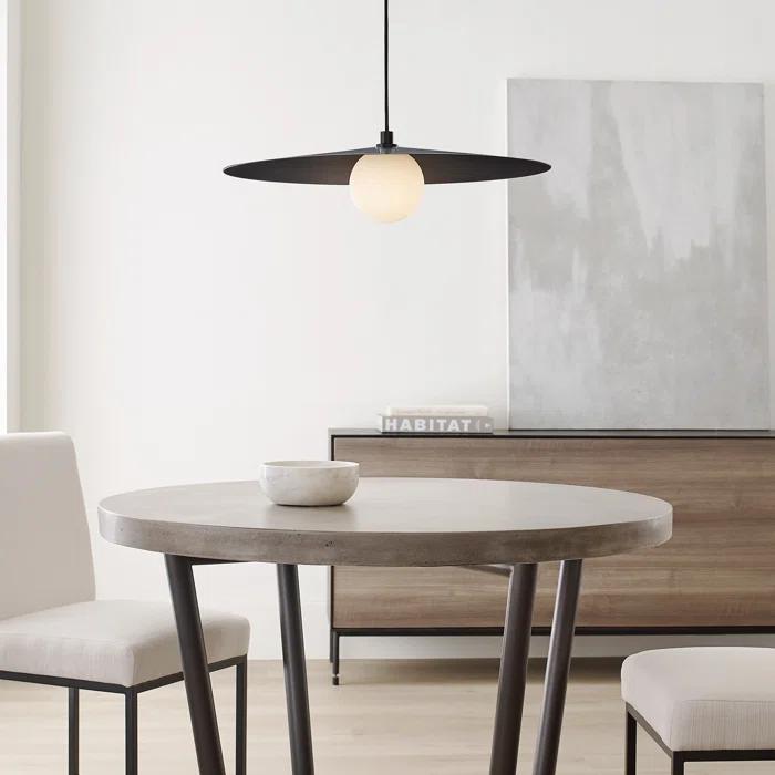 Matte Black Mid-Century Modern 22" LED Globe Pendant with Frosted Glass