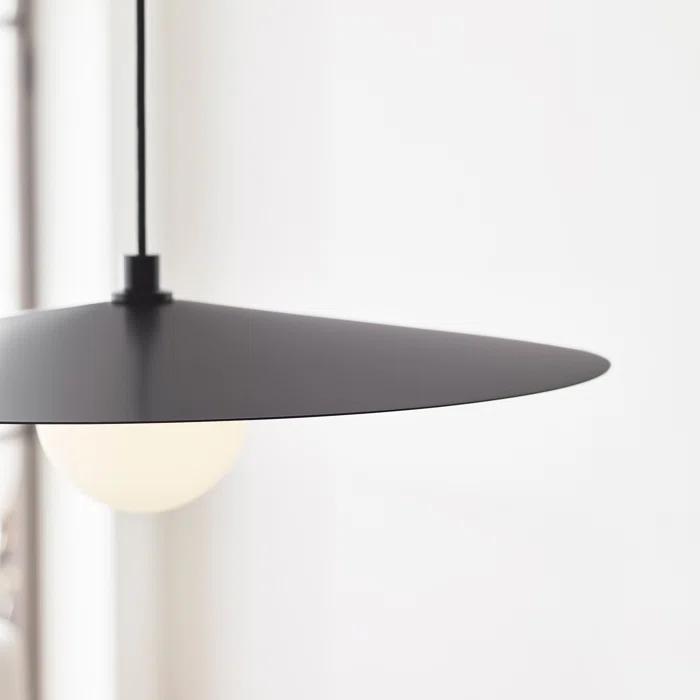 Matte Black Mid-Century Modern 22" LED Globe Pendant with Frosted Glass