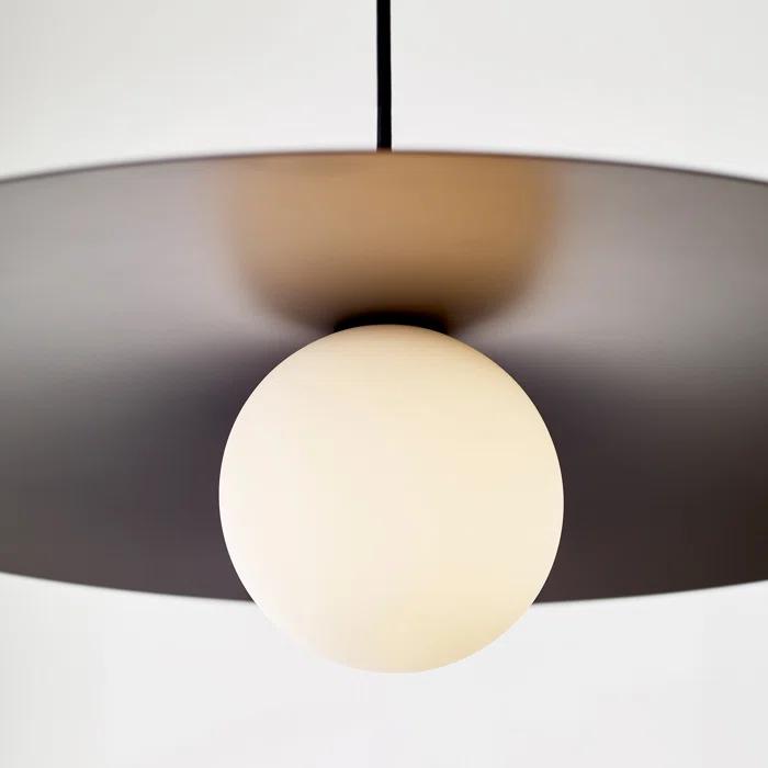 Matte Black Mid-Century Modern 22" LED Globe Pendant with Frosted Glass