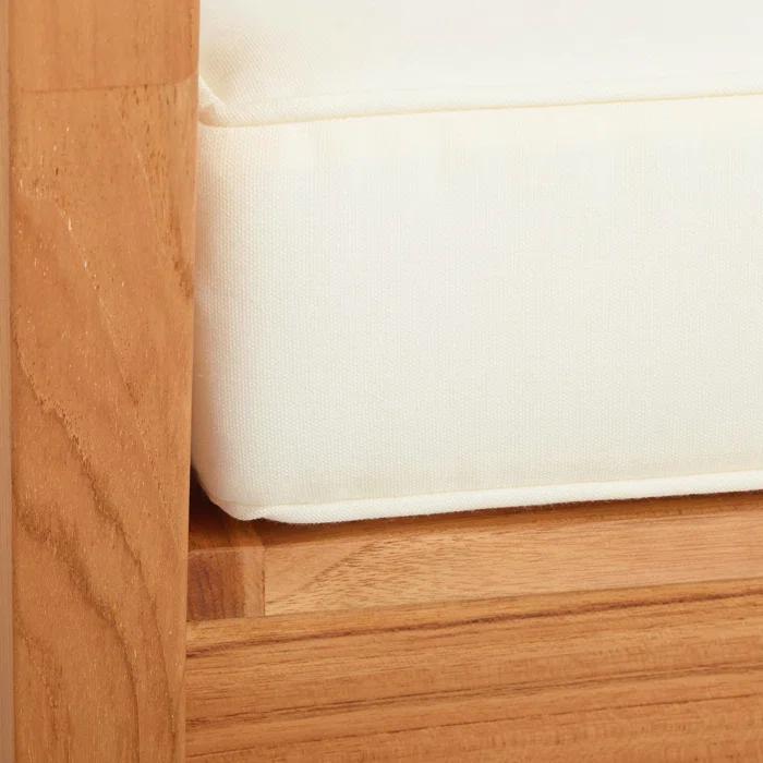 Joss & Main Adagio Outdoor Solid Teak Wood 2-Person Sofa with Cushions