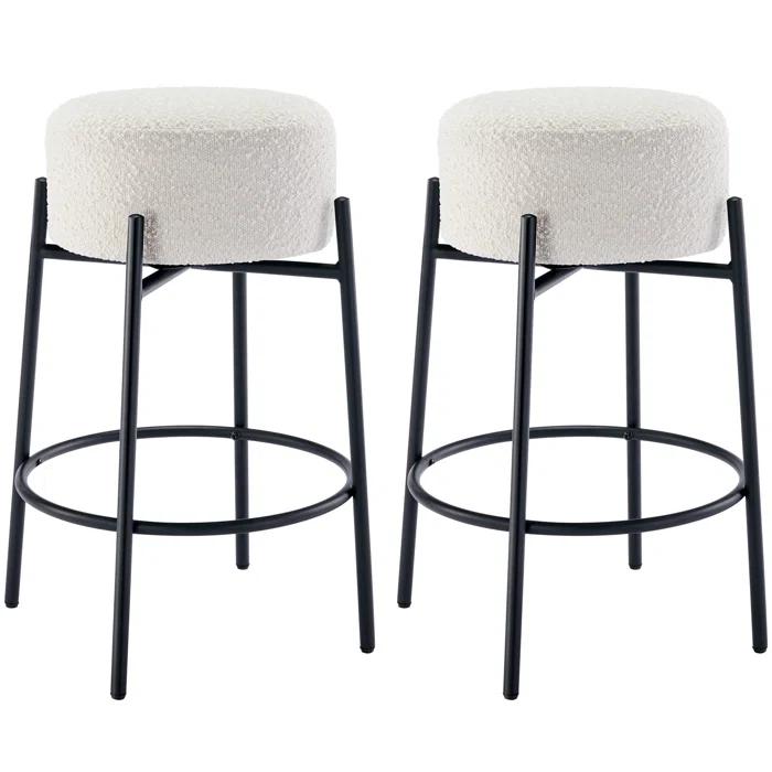 Amy Swivel Backless Boucle Upholstered 26.7"H Counter Stool with Steel Frame (Set of 2/3/4)