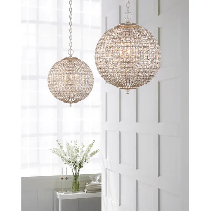 Renwick Gilded Globe Chandelier with Crystal Shade - 27.5"