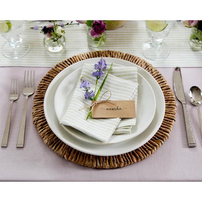Solino Home Narrow Stripe - 100% Pure Linen Dinner Napkins (Set of 4)