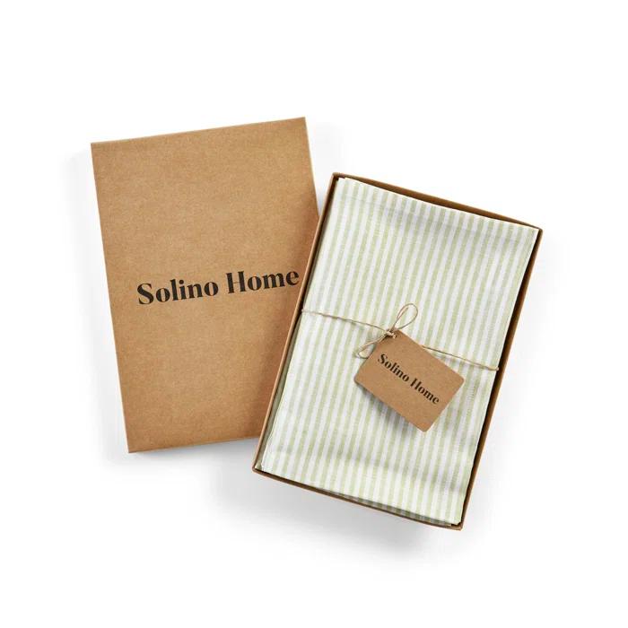 Solino Home Narrow Stripe - 100% Pure Linen Dinner Napkins (Set of 4)